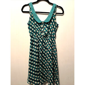 Xhilaration Retro Dress Chiffon Green Polka Dot Lined Rockabilly Sheer Size M